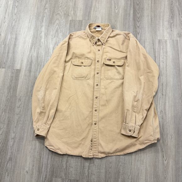 Vintage Carhartt Button Down Shirt Men's 3XL Yellow Workwear Work 90s Utility - Picture 1 of 7